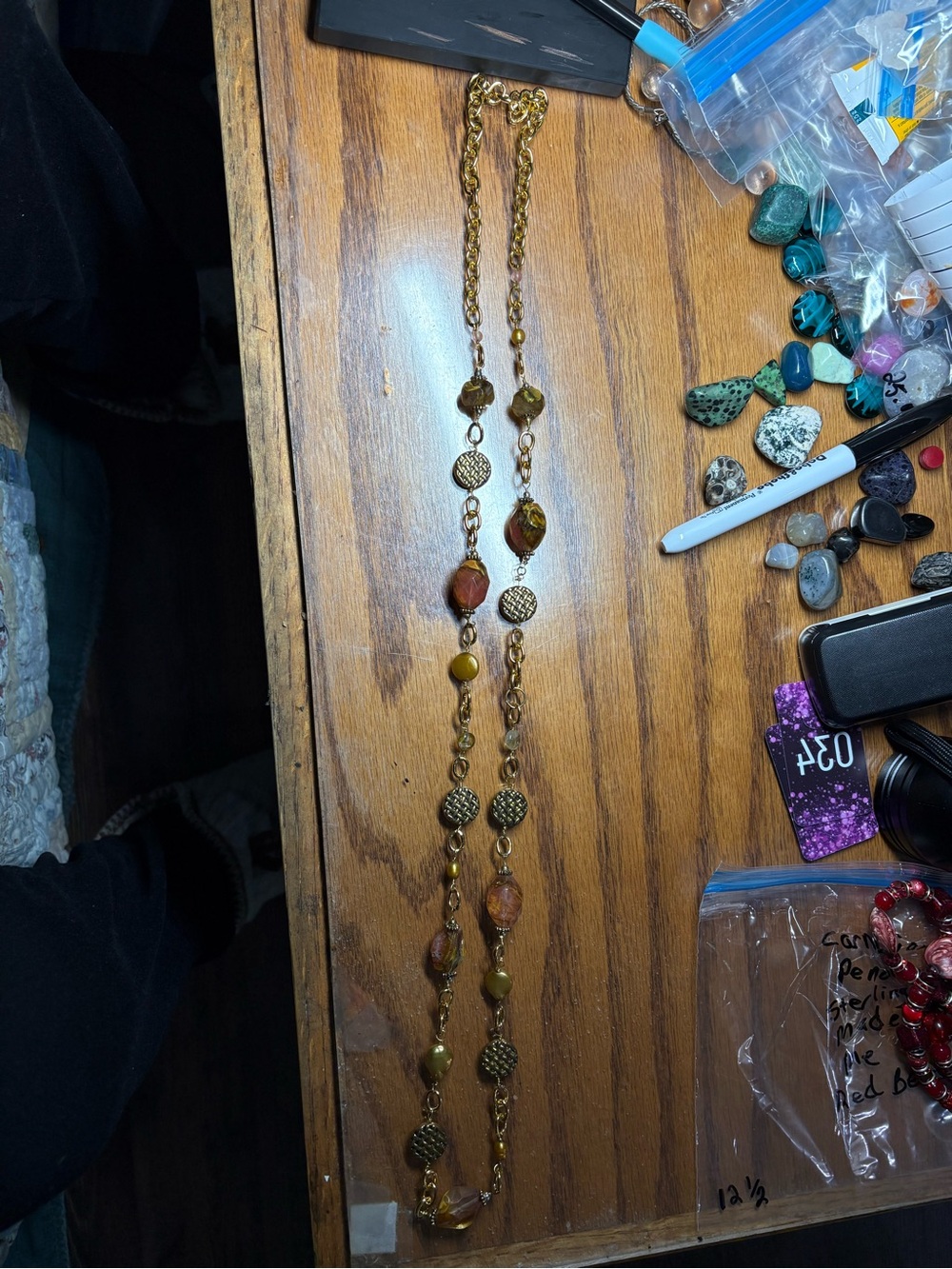 Amber colored necklace. Not real. 19 1/2 inches
